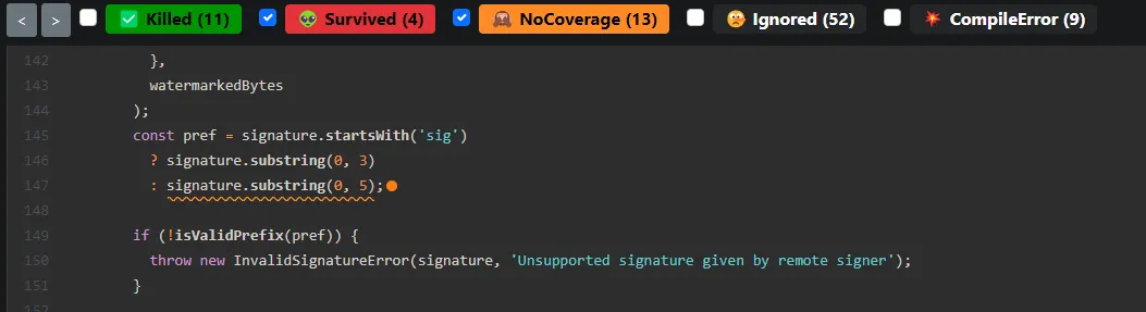 Finding a mutation test result in a Stryker report